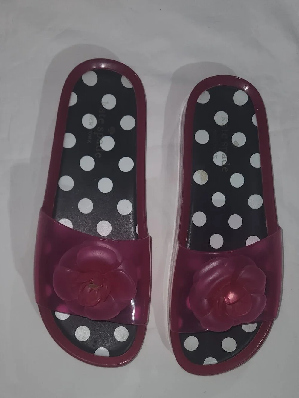 Kate Spade New York Splash Dark Pink Glitter Jelly Slide Sandals Size 9